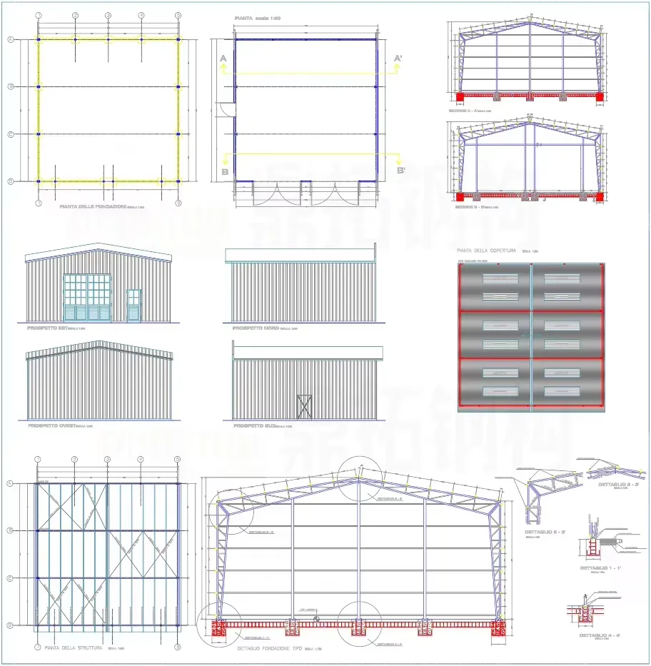 iso certified prefabricated steel garage, sound insulated and thermal insulated, for industrial and commercial use